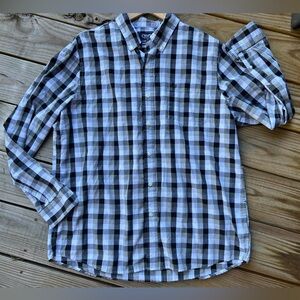 Men’s chaps extra large black/white checkered button down shirt